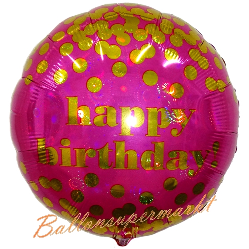 Folienballon-Happy-Birthday-Dotty-holografisch-Luftballon-Geschenk-zum-Geburtstag-Dekoration