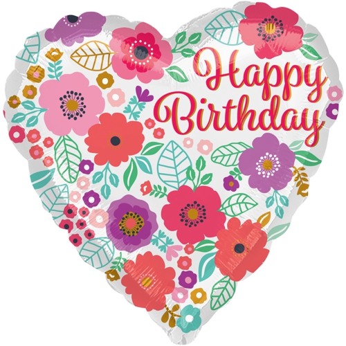 Folienballon-Happy-Birthday-Floral-Luftballon-Geschenk-zum-Geburtstag-Dekoration