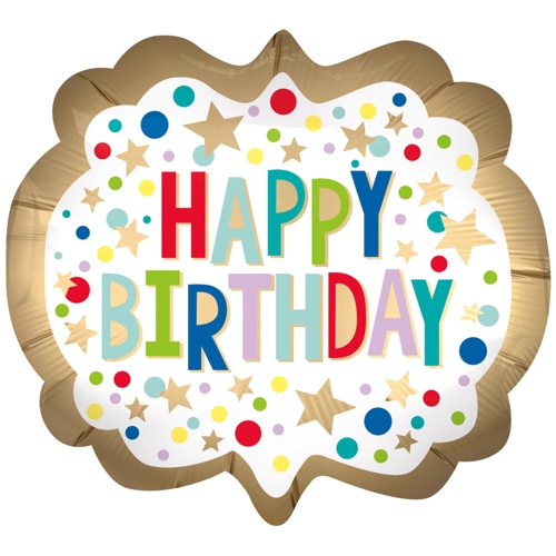 Folienballon-Happy-Birthday-Gold-Satin-Dots-Shape-Luftballon-Geschenk-zum-Geburtstag-Dekoration