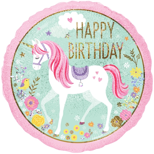 Folienballon-Happy-Birthday-Magical-Unicorn-holografisch-rund-Luftballon-Geschenk-Geburtstag-Einhorn-Seite-1