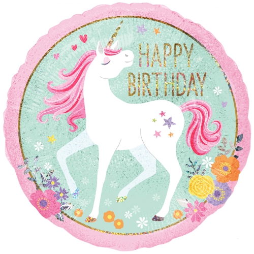 Folienballon-Happy-Birthday-Magical-Unicorn-holografisch-rund-Luftballon-Geschenk-Geburtstag-Einhorn-Seite-2
