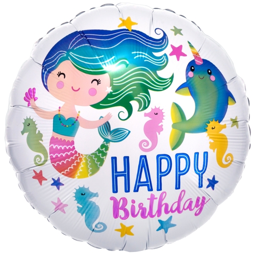 Folienballon-Happy-Birthday-Meerjungfrau-rund-Geschenk-zum-Geburtstag