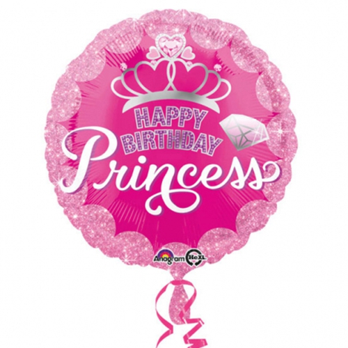 Folienballon-Happy-Birthday-Princess-rund-Luftballon-Geschenk-zum-Geburtstag