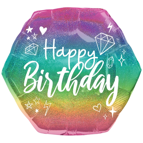 Folienballon-Happy-Birthday-Rainbow-Sparkle-Shape-Luftballon-Geschenk-zum-Geburtstag-Dekoration