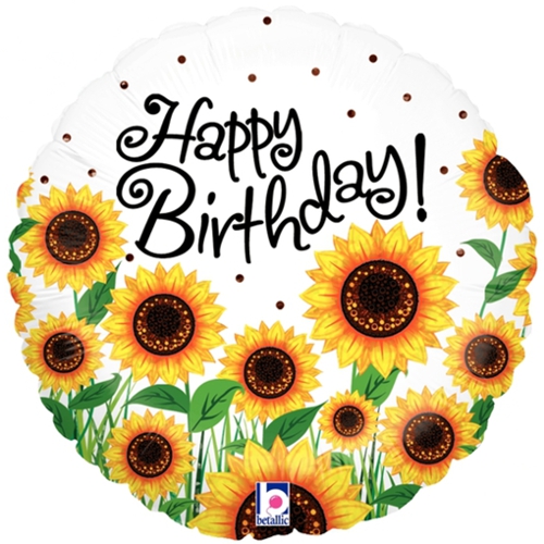 Folienballon-Happy-Birthday-Sonnenblumen-holografischer-Luftballon-Geschenk-zum-Geburtstag