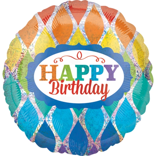 Folienballon-Happy-Birthday-Sparkly-Triangles-holografisch-Luftballon-Geschenk-zum-Geburtstag