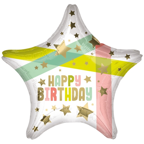Folienballon-Happy-Birthday-Stern-Gold-Stars-and-Colors-Luftballon-Geschenk-zum-Geburtstag-Dekoration