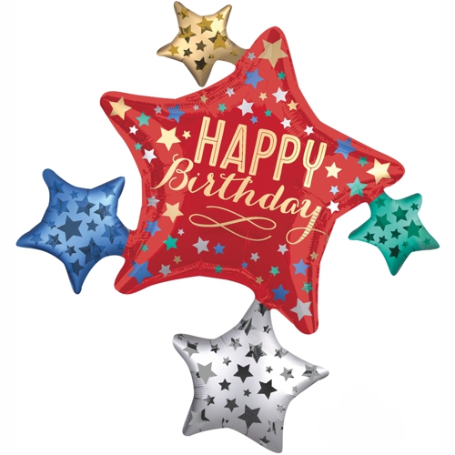 Folienballon-Happy-Birthday-Sterne-Cluster-Luftballon-Shape-Geschenk-zum-Geburtstag-Dekoration