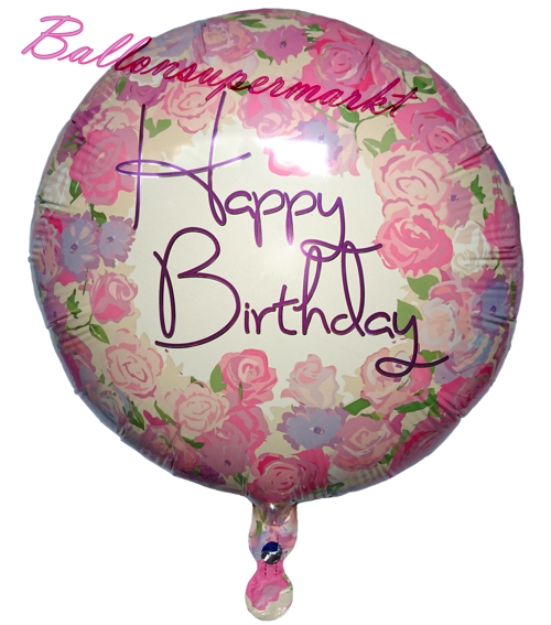 Folienballon-Happy-Birthday-Vintage-Floral-Luftballon-Geschenk-zum-Geburtstag-Dekoration