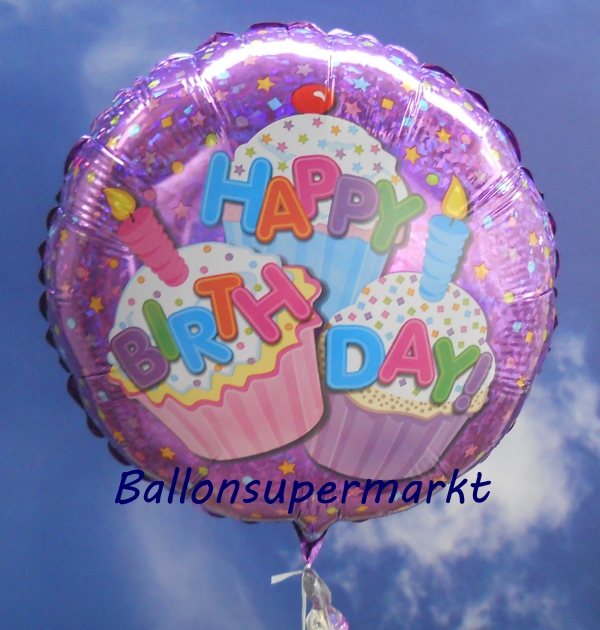 Folienballon-Happy-Birthday-mit-Cupcakes-holografisch-Luftballon-zum-Geburtsta