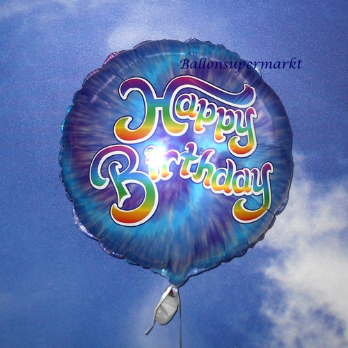 Folienballon-Happy-Birthday-mit-blauem-Batikmuster-zum-Geburtstag-Geschenk-Aufmerksamkeit