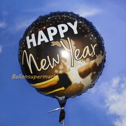 Folienballon-Happy-New-Year-Champagner-Luftballon-rund-zur-Silvesterparty-Neujahr