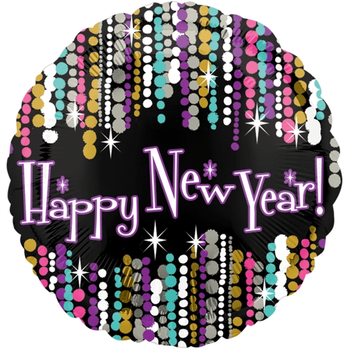 Folienballon-Happy-New-Year-Dots-runder-Luftballon-zu-Silvester-Neujahr