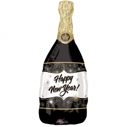 Folienballon-Happy-New-Year-Sektflasche-Shape-Luftballon-zu-Silvester-Neujahr-Champagnerflasche
