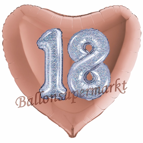 Folienballon-Herz-Jumbo-3D-18.-Geburtstag-Rosegold-Silber-holorafisch-Zahl-18-Luftballon-Geschenk