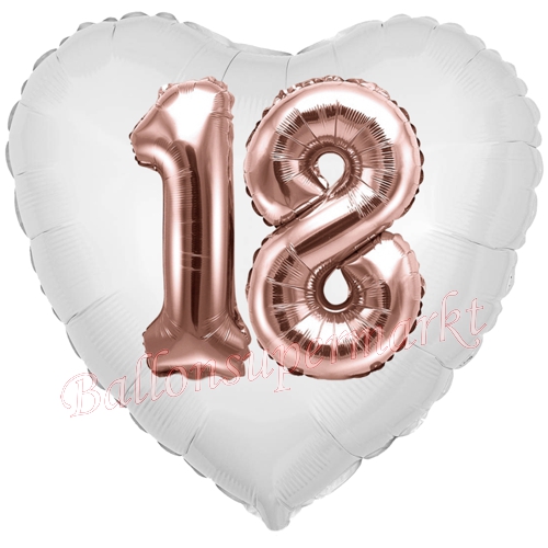 Folienballon-Herz-Jumbo-3D-18.-Geburtstag-Weiss-Rosegold-Zahl-18-Luftballon-Geschenk