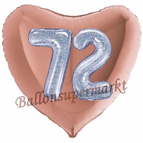 Folienballon-Herz-Jumbo-3D-72.-Geburtstag-Rosegold-Silber-holorafisch-Zahl-72-Luftballon-Geschenk