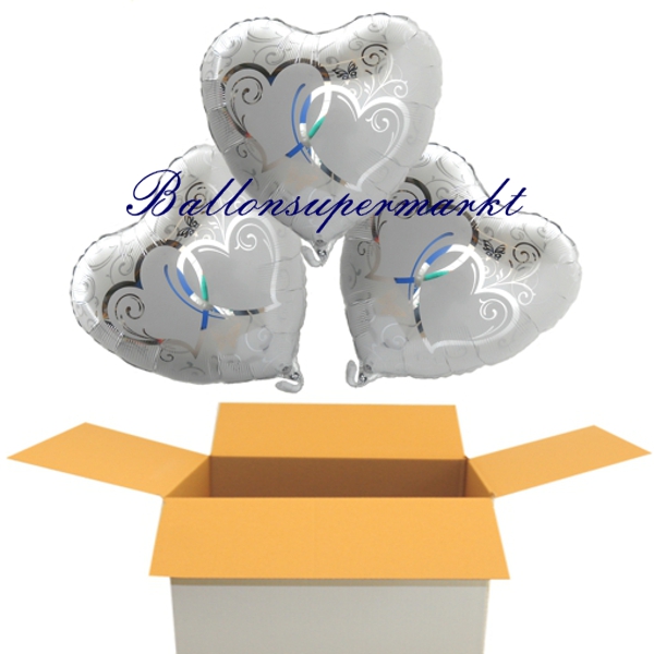 Folienballon-Herzen-verschlungen-silber-Luftballon-zur-Hochzeit-Hochzeitsdeko-Silberhochzeit-Ballon-Karton-3er-Heliumversand