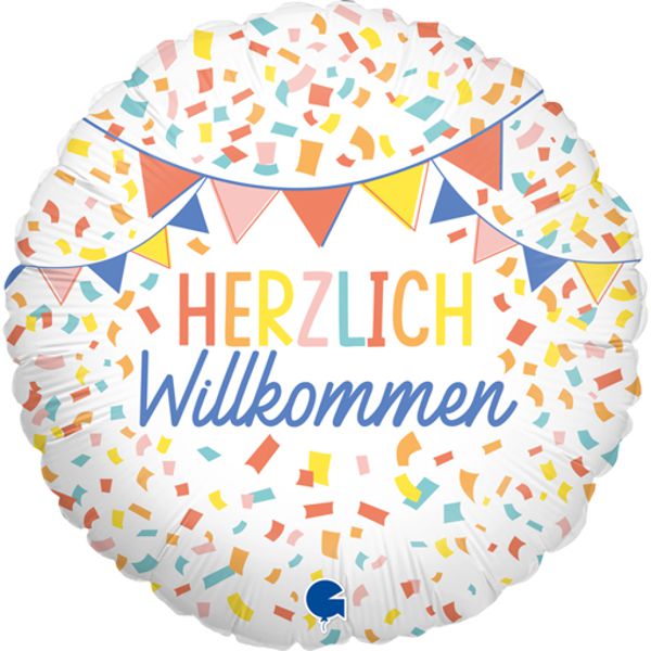 Herzlich Willkommen, Ballongrüße, Luftballon aus Folie mit Ballongas Helium