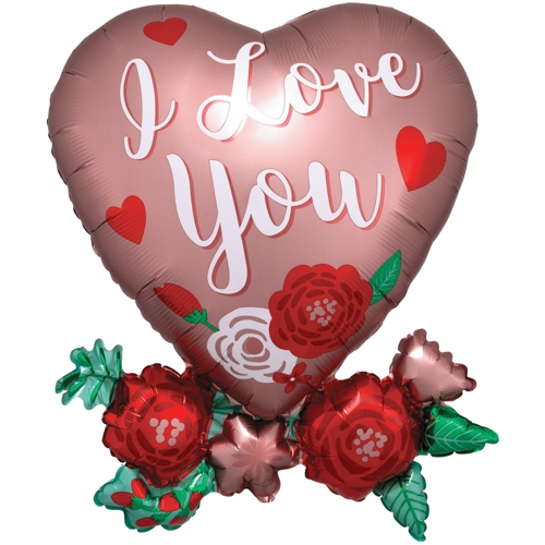 Folienballon-I-Love-You-Satin-Heart-with-Flowers-Geschenk-Luftballon-Liebe-Hochzeit-Valentinstag-Dekoration