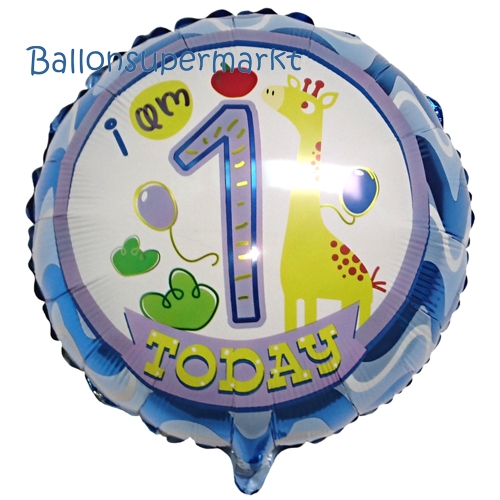 Folienballon-I-am-1-today-rund-Giraffe-Luftballon-zum-1.-Geburtstag-Junge