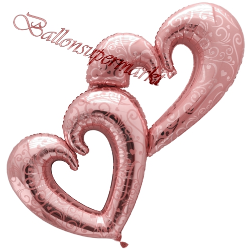 Folienballon-Interlocking-Hearts-Rosegold-Shape-Luftballon-zur-Hochzeit-Dekoration-Geschenk-Ballon