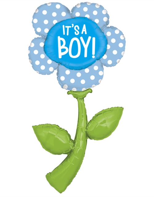 Folienballon-Its-A-Boy-Blume-blau-Luftballon-Shape-zur-Geburt-Babyparty-Taufe-Junge