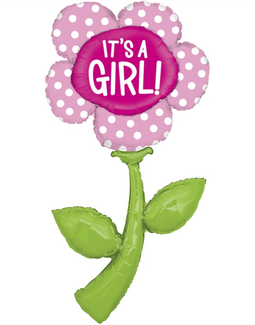 Folienballon-Its-A-Girl-Blume-rosa-Luftballon-Shape-zur-Geburt-Babyparty-Taufe-Maedchen