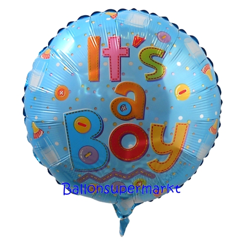 Folienballon-Its-a-Boy-Babyflaschen-Knoepfe-Geburt-Taufe-Babyparty-Junge-Luftballon