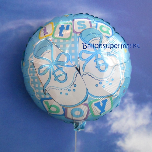 Folienballon-Its-a-Boy-Babyschuhe-Geburt-Taufe-Junge-Luftballon