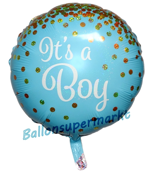 Folienballon-Its-a-Boy-holografisch-Luftballon-zur-Geburt-Babyparty-Taufe-Junge-Glitter