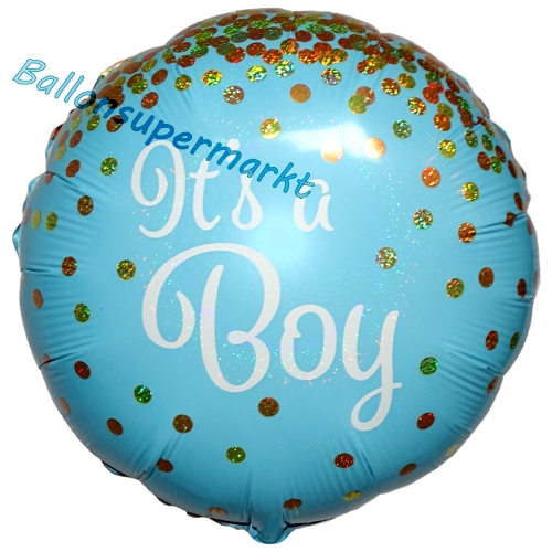Folienballon-Its-a-Boy-holografisch-Luftballon-zur-Geburt-Babyparty-Taufe-Junge