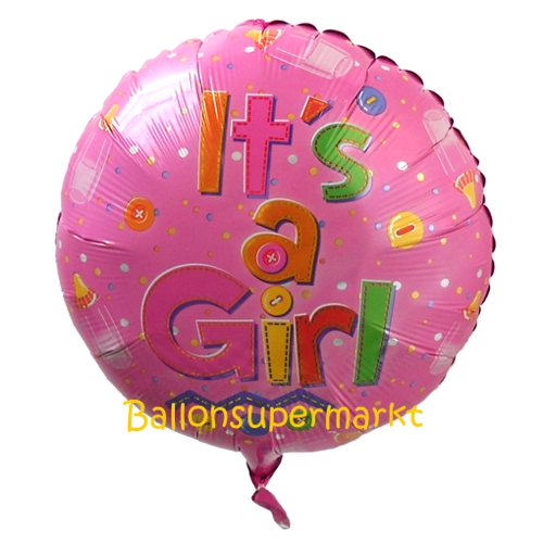 Folienballon-Its-a-Girl-Babyflaschen-Knoepfe-Geburt-Taufe-Babyparty-Maedchen-Luftballon