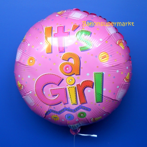 Folienballon-Its-a-Girl-Babyflaschen-Knoepfe-Geburt-Taufe-Maedchen-Luftballon