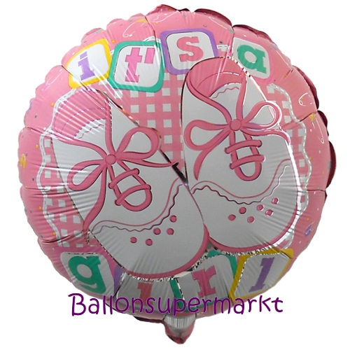 Folienballon-Its-a-Girl-Babyschuhe-Baukloetze-Geburt-Taufe-Babyparty-Maedchen-Luftballon