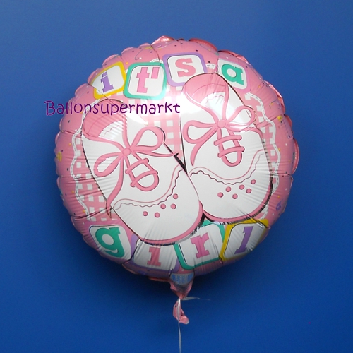 Folienballon-Its-a-Girl-Babyschuhe-Baukloetze-Geburt-Taufe-Maedchen-Luftballon