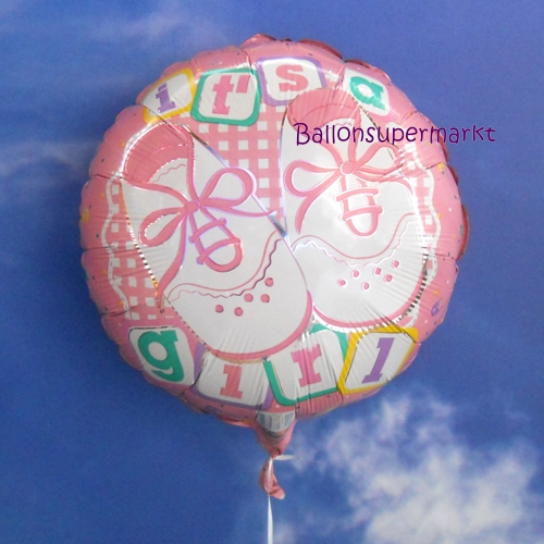 Folienballon-Its-a-Girl-Babyschuhe-Geburt-Taufe-Maedchen-Luftballon