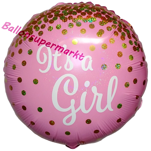 Folienballon-Its-a-Girl-holografisch-Luftballon-zur-Geburt-Babyparty-Taufe-Maedchen