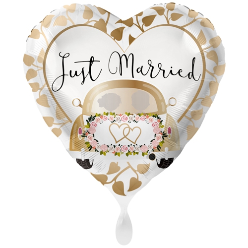 Folienballon-Just-Married-Auto-Gold-Luftballon-Herz-zur-Hochzeit