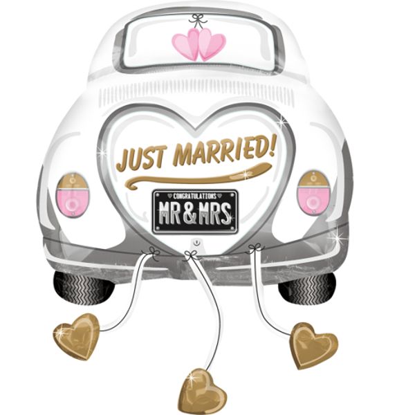 Folienballon-Just-Married--Auto-Luftballon-Shape-zur-Hochzeit-Geschenk-Hochzeitsdekoration