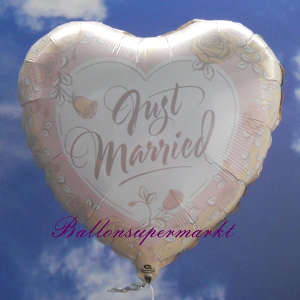 Folienballon-Just-Married-Rosen-zur-Hochzeit-Hochzeitsdekoration-Hochzeitsgeschenk