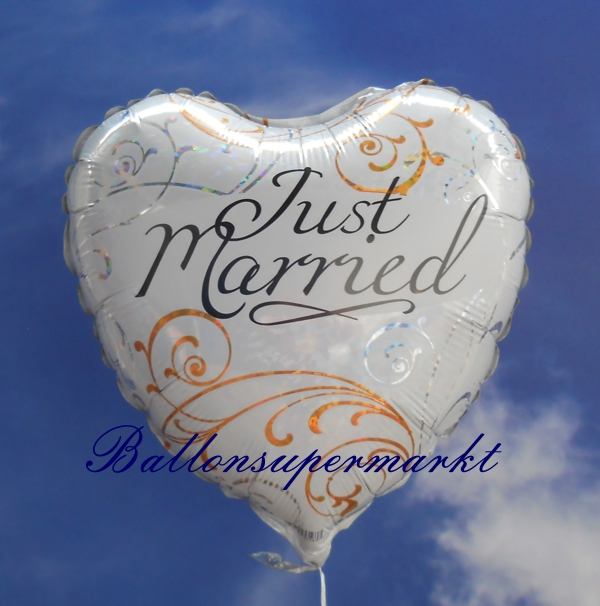 Folienballon-Just-Married-holografisch-Hochzeit-Hochzeitsdekoration-Hochzeitsgeschenk-Luftballon
