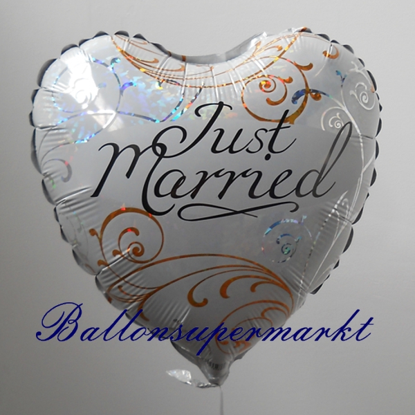 Folienballon-Just-Married-hologrfisch-zur-Hochzeit-Hochzeitsdekoration-Hochzeitsgeschenk-Luftballon