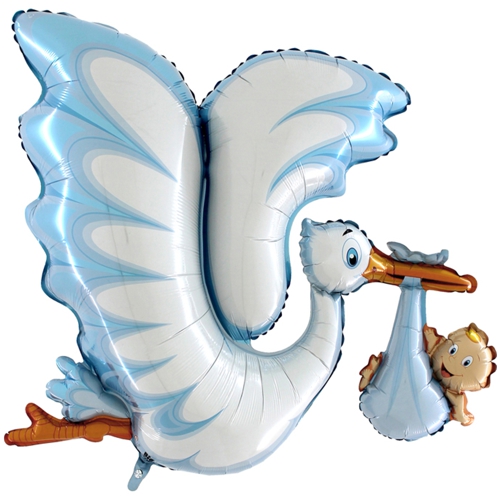 Folienballon-Klapperstorch-blau-Luftballon-Shape-zur-Geburt-Babyparty-Taufe-Junge-Storch