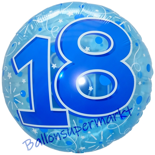 Folienballon-Lucid-Blue-Birthday-18-Jumbo-Luftballon-Geschenk-zum-18.-Geburtstag-Dekoration-Transparent