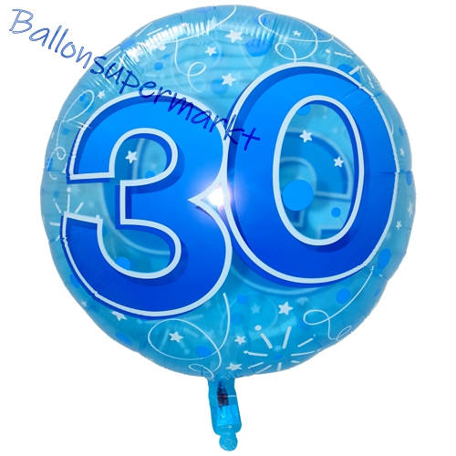 Folienballon-Lucid-Blue-Birthday-30-Jumbo-Luftballon-Geschenk-zum-30.-Geburtstag-Dekoration
