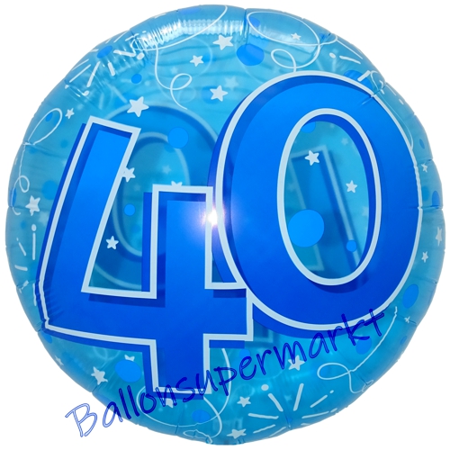 Folienballon-Lucid-Blue-Birthday-40-Jumbo-Luftballon-Geschenk-zum-40.-Geburtstag-Dekoration-Transparent