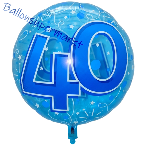 Folienballon-Lucid-Blue-Birthday-40-Jumbo-Luftballon-Geschenk-zum-40.-Geburtstag-Dekoration