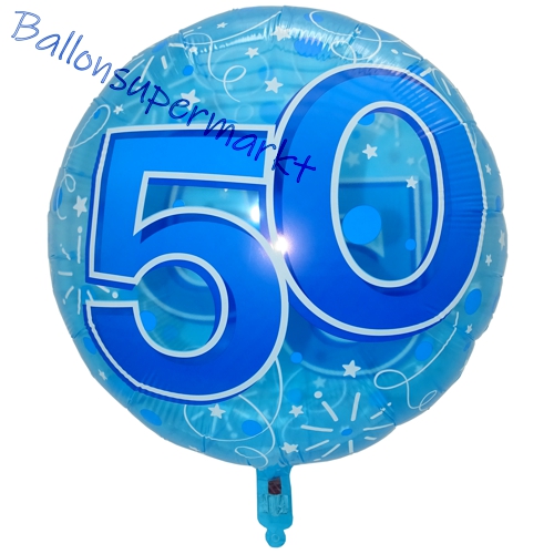 Folienballon-Lucid-Blue-Birthday-50-Jumbo-Luftballon-Geschenk-zum-50.-Geburtstag-Dekoration