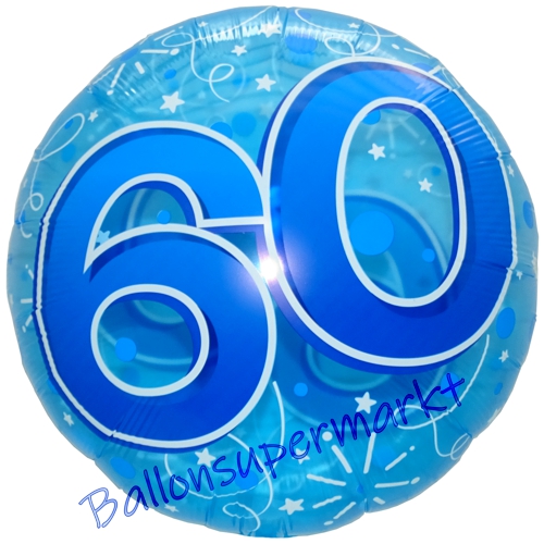 Folienballon-Lucid-Blue-Birthday-60-Jumbo-Luftballon-Geschenk-zum-60.-Geburtstag-Dekoration-Transparent